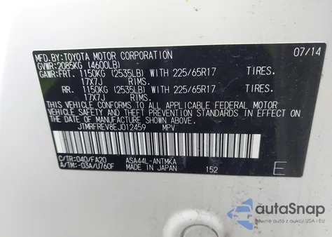 2014 Toyota Rav4 Xle from USA, damaged, VIN JTMRFREV8EJ012459